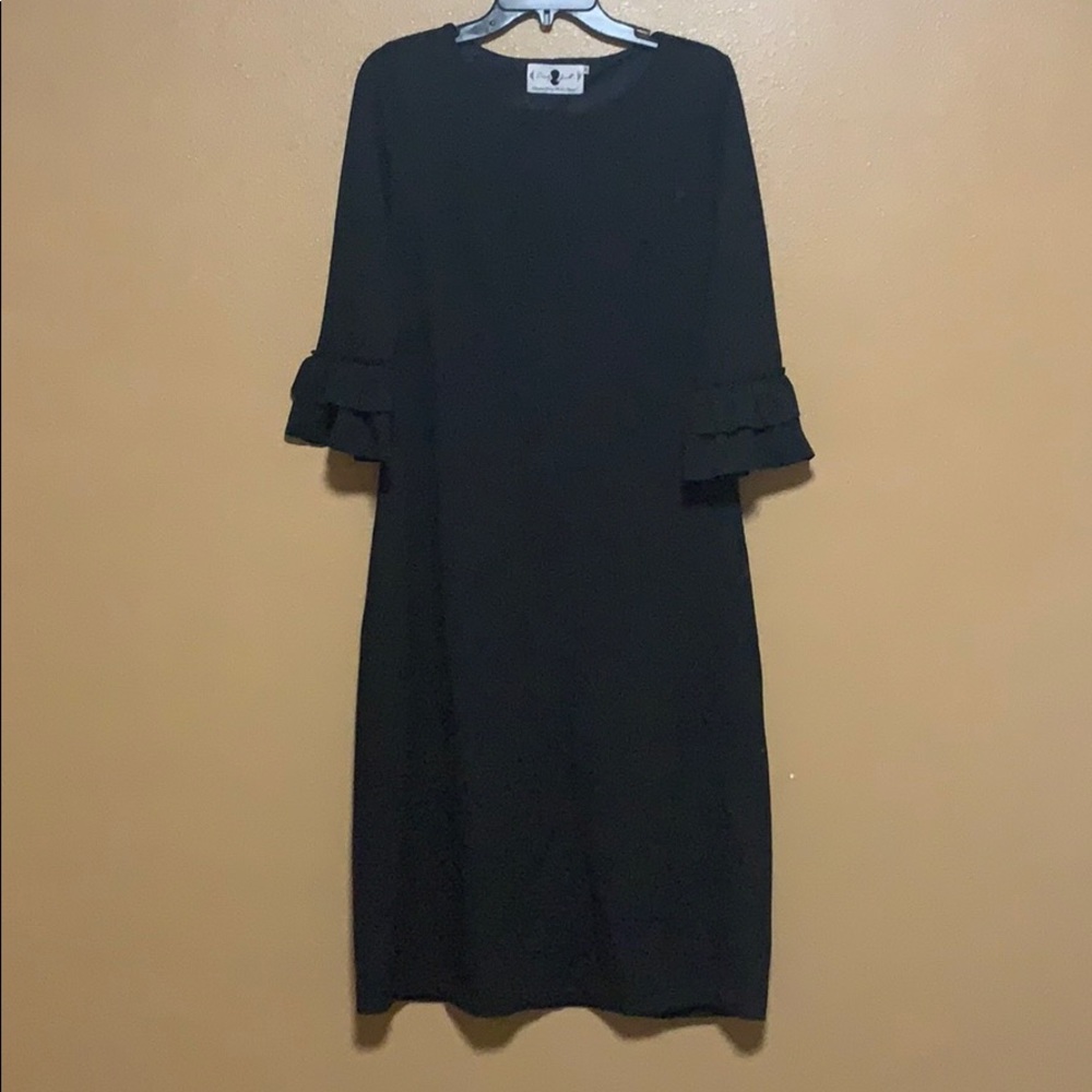 Dainty Jewells Black Midi Dress Ruffle Sleeves